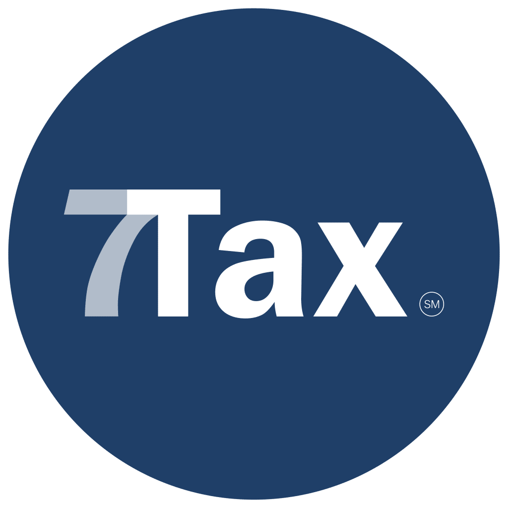 Logo azul redondo—7 Tax Services Inc